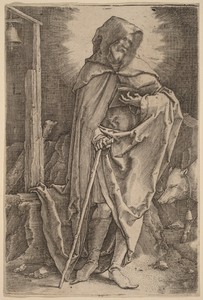 Saint Anthony by Lucas van Leyden, created c. 1521, in engraving. Download this artwork as a high-resolution wallpaper for desktop, tablet, or mobile. — Art Picture