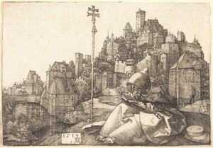 Saint Anthony Reading by Albrecht Dürer, created 1519, in engraving on laid paper. Download this artwork as a high-resolution wallpaper for desktop, tablet, or — Art Picture