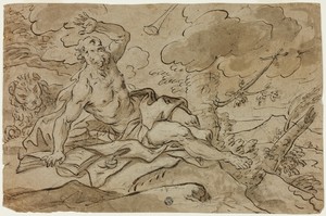 Saint Jerome by Paolo de Matteis, created n.d., in Pen and brown ink, with brush and brown wash, over black chalk on brown laid paper. Download this artwork as — Paolo de Matteis Wallpaper