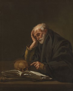 Saint Jerome by Hendrick ter Brugghen, created c. 1621, in oil on canvas. Download this artwork as a high-resolution wallpaper for desktop, tablet, or mobile. — Art Picture