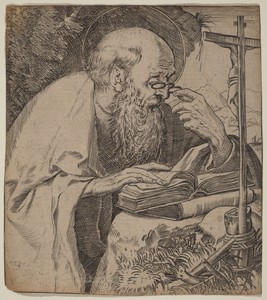 Saint Jerome by Annibale Carracci, created 1583/1585, in engraving on laid paper. Download this artwork as a high-resolution wallpaper for desktop, tablet, or m — Annibale Carracci Wallpaper
