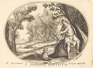 Saint John the Baptist by Balthazar Moncornet, in engraving. Download this artwork as a high-resolution wallpaper for desktop, tablet, or mobile. — Art Picture