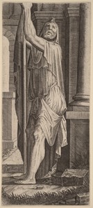 Saint Matthias (?) by Lambertus Suavius, created c. 1548, in engraving on laid paper. Download this artwork as a high-resolution wallpaper for desktop, tablet, 