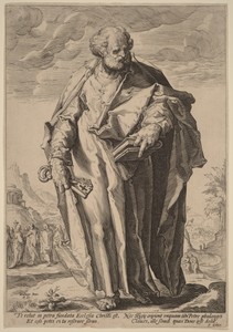 Saint Peter by Jacques de Gheyn (II), created 1589, in engraving on laid paper. Download this artwork as a high-resolution wallpaper for desktop, tablet, or mob — Painting Picture