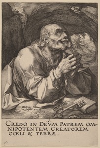 Saint Peter by Hendrick Goltzius, created 1589, in engraving. Download this artwork as a high-resolution wallpaper for desktop, tablet, or mobile. — Art Picture
