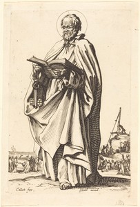 Saint Peter by Jacques Callot, created 1631, in etching on laid paper. Download this artwork as a high-resolution wallpaper for desktop, tablet, or mobile. — Art Wallpaper