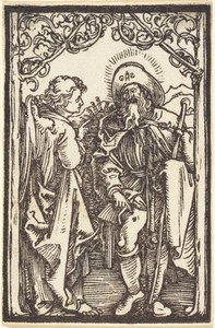 Saint Roch by Albrecht Dürer, created c. 1500, in woodcut on laid paper. Download this artwork as a high-resolution wallpaper for desktop, tablet, or mobile. — Albrecht Dürer Wallpaper