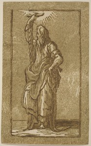 Saint Simon by Antonio da Trento, in chiaroscuro woodcut. Download this artwork as a high-resolution wallpaper for desktop, tablet, or mobile. — Antonio da Trento Wallpaper