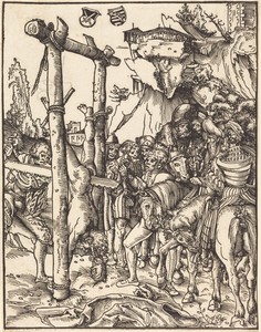 Saint Simon by Lucas Cranach (I), in woodcut. Download this artwork as a high-resolution wallpaper for desktop, tablet, or mobile. — Lucas Cranach (I) Wallpaper