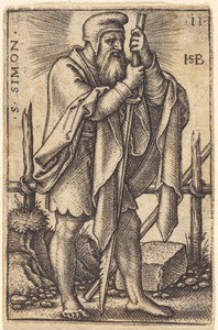Saint Simon by Hans Sebald Beham, created 1545/1546, in engraving. Download this artwork as a high-resolution wallpaper for desktop, tablet, or mobile. — Hans Sebald Beham Wallpaper