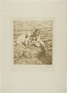 Sappo by Anders Zorn, created 1917, in Etching in brown ink on cream laid paper. Download this artwork as a high-resolution wallpaper for desktop, tablet, or mo — Anders Zorn Wallpaper