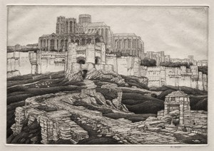 Sarras by Frederick Landseer Maur Griggs, created 1891–1938, in etching. Download this artwork as a high-resolution wallpaper for desktop, tablet, or mobile. — Art Picture