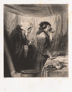 Satan by Paul Gavarni, created c.1848–62, in lithograph on chine collé. Download this artwork as a high-resolution wallpaper for desktop, tablet, or mobile. — Paul Gavarni Wallpaper