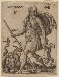Saturn by Abraham de Bruyn, created 1569, in etching and engraving on laid paper. Download this artwork as a high-resolution wallpaper for desktop, tablet, or m — Abraham de Bruyn Wallpaper