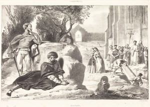 Scenes from Faust by Louis Boulanger, created 1830s, in lithograph on wove paper. Download this artwork as a high-resolution wallpaper for desktop, tablet, or m — Louis Boulanger Wallpaper