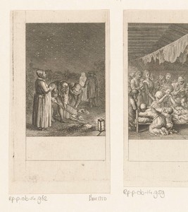 Schatgraven by Daniel Nikolaus Chodowiecki, created 1788, in paper; etching. Download this artwork as a high-resolution wallpaper for desktop, tablet, or mobile — Daniel Nikolaus Chodowiecki Wallpaper