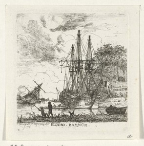 Scheepswerf by Hendrik Kobell, created 1777, in paper; etching. Download this artwork as a high-resolution wallpaper for desktop, tablet, or mobile.