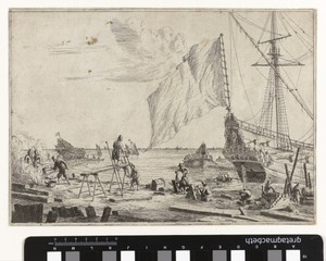 Scheepswerf by Reinier Zeeman, created 1650 - 1664, in paper; etching. Download this artwork as a high-resolution wallpaper for desktop, tablet, or mobile. — Architecture Picture