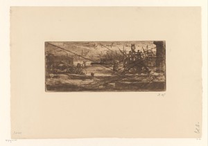 Scheepswerf by Félix Hilaire Buhot, created 1879, in paper; etching; drypoint; aquatint. Download this artwork as a high-resolution wallpaper for desktop, table