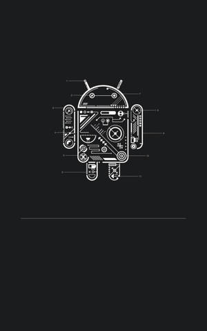 Technisches Diagramm des Android-Roboter-Maskottchens mit nummerierten Teilen. — Schwarz Und Weiß Wallpaper