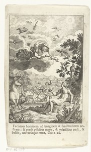 Schepping van Adam by Jan Baptist Berterham, created 1696 - 1721, in paper; etching. Download this artwork as a high-resolution wallpaper for desktop, tablet, o — Jan Baptist Berterham Wallpaper