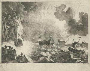 Schipbreuk by Jan Lauwryn Krafft (I), created 1704 - 1765, in paper; etching. Download this artwork as a high-resolution wallpaper for desktop, tablet, or mobil — Jan Lauwryn Krafft (I) Wallpaper