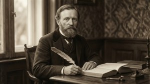 Sepiasävyinen vintage-tutkielma Gottfried Küstneristä hiljaisessa, älyllisessä hetkessä.