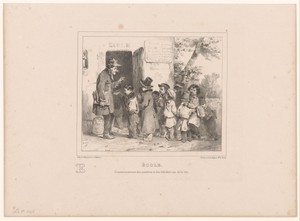 School by Nicolas Toussaint Charlet, created 1835, in paper; lithography. Download this artwork as a high-resolution wallpaper for desktop, tablet, or mobile. — Portrait Background