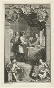 Schuldeiser by Simon Fokke, created 1738, in paper; etching. Download this artwork as a high-resolution wallpaper for desktop, tablet, or mobile. — Simon Fokke Wallpaper