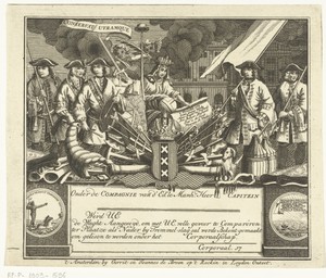 Schuttersbrief by Gerrit de Broen (II), created c. 1740 - before 1774, in paper; etching. Download this artwork as a high-resolution wallpaper for desktop, tabl