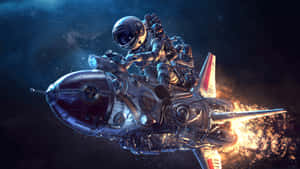 宇航员驾驶科幻飞行器穿越星空 — Astronaut In Space Wallpaper