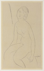Seated Nude by Amedeo Modigliani, created 1918, in Graphite on tan wove paper, laid down on tan wove paper, laid down on off-white wove paper. Download this art — Illustration Wallpaper