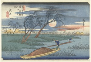 Seba by Ando Hiroshige, created 1835 - 1840, in paper; color woodcut; nishiki-e. Download this artwork as a high-resolution wallpaper for desktop, tablet, or mo — Portrait Background