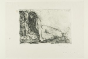 Secret by Edvard Munch, created 1913, in Etching, aquatint and drypoint on white wove paper. Download this artwork as a high-resolution wallpaper for desktop, t — Illustration Wallpaper