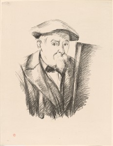 Self-Portrait by Paul Cezanne, created 1898, in Lithograph in black on cream laid paper. Download this artwork as a high-resolution wallpaper for desktop, table — Illustration Wallpaper