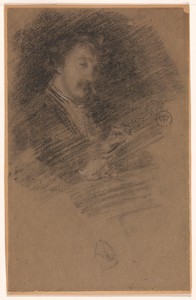 Self-Portrait by James McNeill Whistler, created 1871/73, in Black chalk with stumping, with touches of white chalk, on brown wove paper laid down on tan board. — Illustration Wallpaper