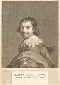 Self-Portrait by Claude Mellan, created 1635, in engraving on laid paper. Download this artwork as a high-resolution wallpaper for desktop, tablet, or mobile. — Art Picture