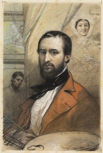 Self-Portrait by Louis Gallait, created 1843, in Black conte crayon, colored chalks, and pastel on ivory wove paper laid down on cream wove card. Download this — Louis Gallait Wallpaper