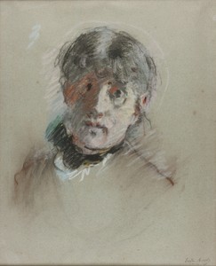Self-Portrait by Berthe Morisot, created c. 1885, in Pastel, with stumping, on gray laid paper with blue fibers. Download this artwork as a high-resolution wall — Berthe Morisot Wallpaper