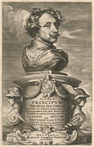 Self-Portrait by Jacob Neefs, created probably 1626/1641, in etching and engraving (etching of head by  van Dyck and finished in engraving by J. Neeffs) on laid