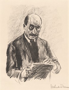 Self-Portrait by Max Liebermann, in lithograph in black on wove paper. Download this artwork as a high-resolution wallpaper for desktop, tablet, or mobile. — Max Liebermann Wallpaper