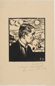 Self-Portrait by Félix Vallotton, created 1891, in Woodcut in black on tan wove paper. Download this artwork as a high-resolution wallpaper for desktop, tablet,