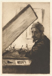 Self-Portrait by Alexandre Lunois, created c. 1912, in etching and drypoint (before reduction of the copper plate). Download this artwork as a high-resolution w