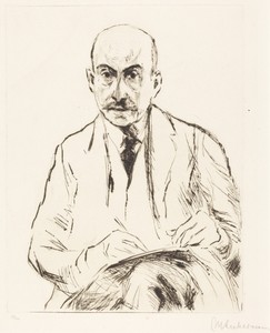 Self-Portrait by Max Liebermann, in drypoint in black on wove paper. Download this artwork as a high-resolution wallpaper for desktop, tablet, or mobile. — Max Liebermann Wallpaper
