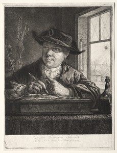 Self-Portrait by Georg Friedrich Schmidt, created 1727–75, in etching and drypoint. Download this artwork as a high-resolution wallpaper for desktop, tablet, or — Art Picture