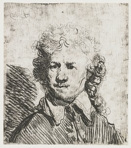 Self-portrait, Bare-headed by Rembrandt van Rijn, created 1629, in paper; etching. Download this artwork as a high-resolution wallpaper for desktop, tablet, or — Rembrandt van Rijn Wallpaper