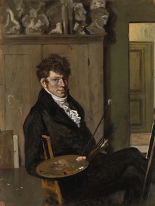 Self-portrait by Wouter Johannes van Troostwijk, created c. 1809, in panel; cardboard; paper; oil paint (paint). Download this artwork as a high-resolution wall — Wouter Johannes van Troostwijk Wallpaper