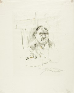 Self-Portrait by Lovis Corinth, created c. 1920, in Drypoint on cream Japanese paper. Download this artwork as a high-resolution wallpaper for desktop, tablet, — Illustration Wallpaper