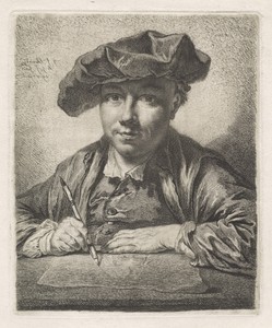 Self-Portrait by Georg Friedrich Schmidt, created 1752, in etching with engraving on laid paper. Download this artwork as a high-resolution wallpaper for deskto — Art Picture