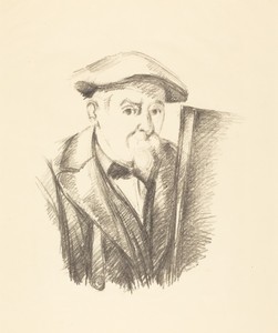 Self-Portrait by Paul Cezanne, created 1898, in lithograph in black. Download this artwork as a high-resolution wallpaper for desktop, tablet, or mobile. — Paul Cezanne Wallpaper
